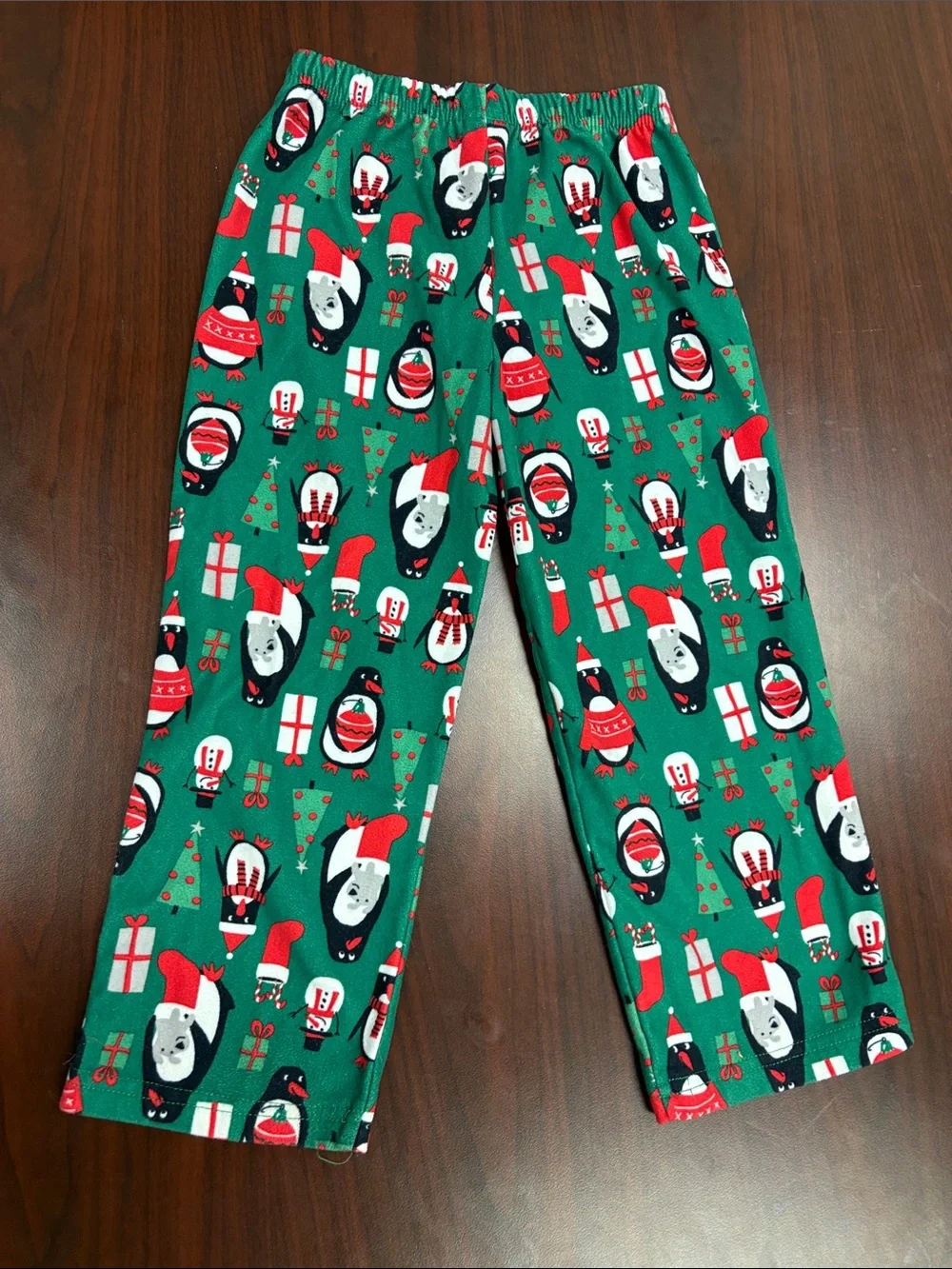 Carter's Green Holiday Penguin Pajama Bottoms with Red and White Accents